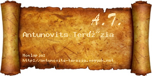 Antunovits Terézia névjegykártya